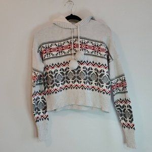 Yes Lola Gray Cropped Sweater Hoodie